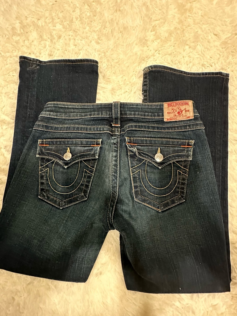 True Religion Women's Indigo Bootcut Jeans with Contrast Stitching